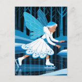 Een ijsschaatsfee met blauwe vleugels briefkaart (Voorkant)