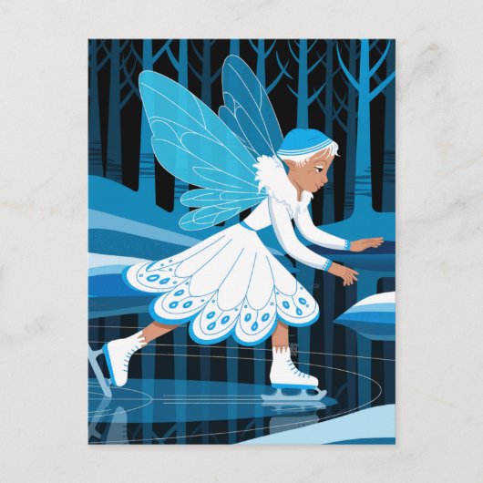 Een ijsschaatsfee met blauwe vleugels briefkaart (Voorkant)