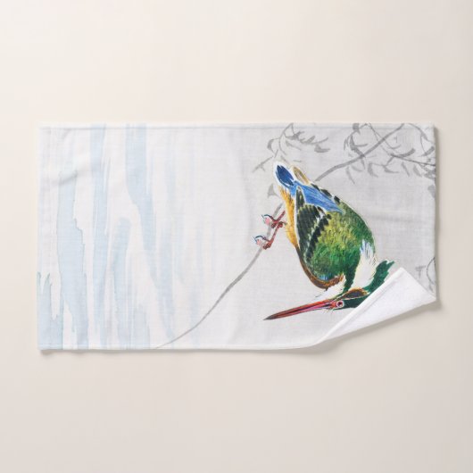 Een ijsvogel - Ohara Koson -  vogelkunst Handdoek (Handdoek)