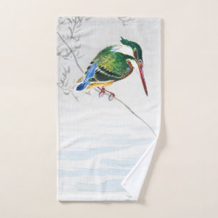 Een ijsvogel - Ohara Koson - vogelkunst Handdoek