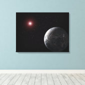 Een ijzige of rotsachtige planeet rond een schemer canvas afdruk (Insitu (Houten vloer))