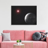 Een ijzige of rotsachtige planeet rond een schemer canvas afdruk (Insitu (Woonkamer))