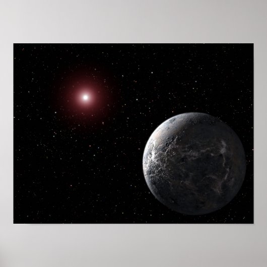 Een ijzige of rotsachtige planeet rond een schemer poster (Voorkant)