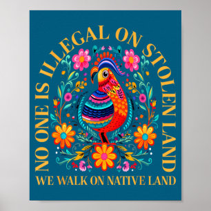 Eén illegaal gestolen land inheemse Amerikanen Poster