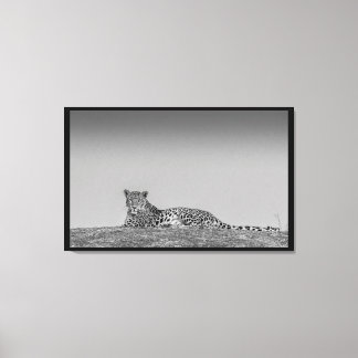 Een Illusive Leopard Zwart & Wit Canvas Wall Art Afdruk