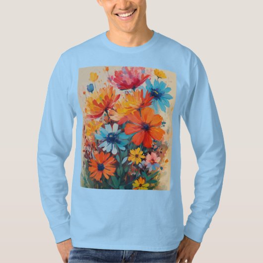 Een illustratie met felle kleuren van Flo T-shirt (Voorkant)