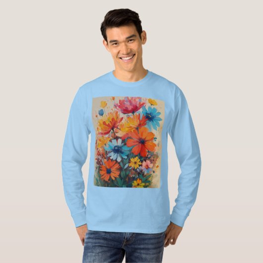 Een illustratie met felle kleuren van Flo T-shirt (Voorkant volledig)