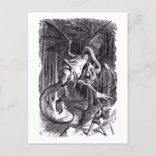 Een illustratie op het gedicht Jabberwocky. 1871 Briefkaart