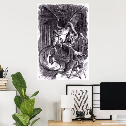 Een illustratie op het gedicht Jabberwocky. 1871 Poster (Thuiskantoor)
