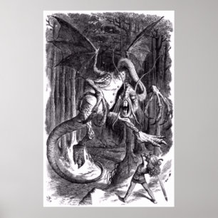 Een illustratie op het gedicht Jabberwocky. 1871 Poster