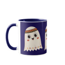 Een illustratie van een schattige geest met een br