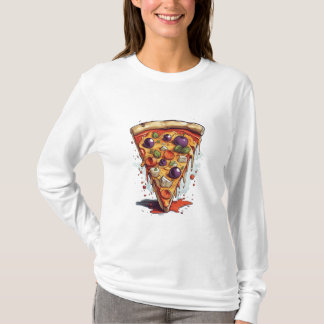 Een illustratie van een stukje pizza, T-shirt