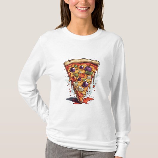 Een illustratie van een stukje pizza, T-shirt (Voorkant)