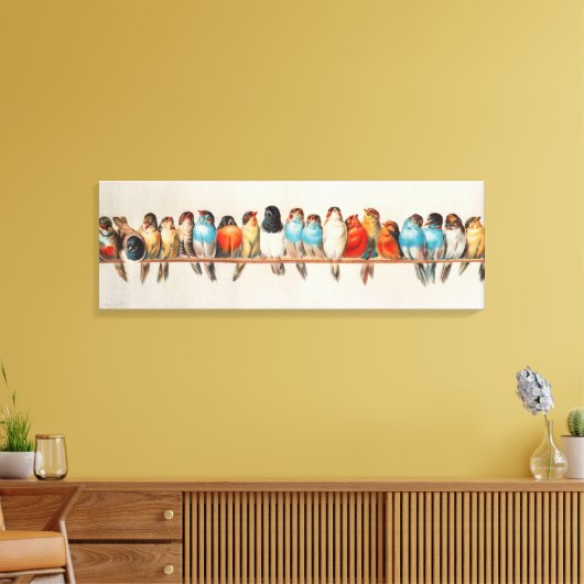 Een  illustratiewandkunst van de Vogelstand Canvas Afdruk (Insitu (Woonkamer))