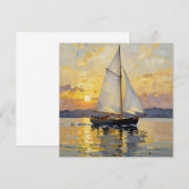 Een impasto-illustratie van een zeilboot bij zonso (Voorkant / Achterkant)