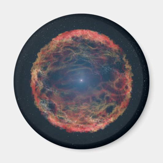 Een impressie van de kunstenaar van de supernova 1 magneet (Voorkant)