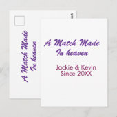 Een in de hemel gemaakt paars mauve paar sinds jaa briefkaart (Voorkant / Achterkant)