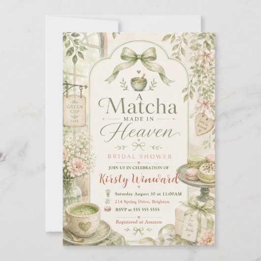 Een in de hemel gemaakte Matcha Bruidsdouche Kaart (Voorkant)