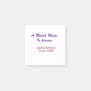 Een in de hemel gesloten huwelijk paars mauve sind post-it® notes