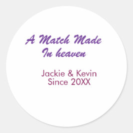 Een in de hemel gesloten paars mauve huwelijk sind ronde sticker