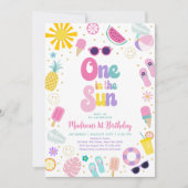 Een in de Sun Girl Pool Party Zomerverjaardag Kaart (Voorkant)