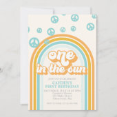 Een in de Sun Retro Boy Eerste Verjaardag Uitnodig Kaart (Voorkant)