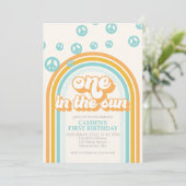 Een in de Sun Retro Boy Eerste Verjaardag Uitnodig Kaart (Staand voorkant)