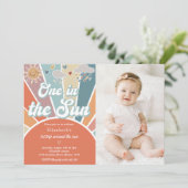 Een in de zon 1e verjaardag gedempte regenboog fot kaart (Staand voorkant)