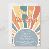 Een in de zon 1e verjaardag regenboog feest kaart (Voorkant)