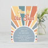 Een in de zon 1e verjaardag regenboog feest kaart (Staand voorkant)