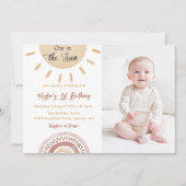 Een in de zon 1e verjaardag regenboog foto kaart (Voorkant)