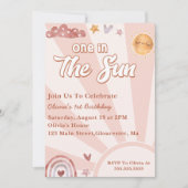 Een in de zon 1e verjaardag roze regenboog kaart (Voorkant)