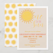 Een in de zon 1e verjaardag uitnodiging (Voorkant / Achterkant)
