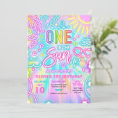 Een in de zon 1e verjaardag zwembad feest kaart (Staand voorkant)