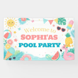 Eén in de zon 1e verjaardag zwembadfeest banner