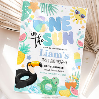 Eén In De Zon 1e Verjaardagsfeestje Kaart