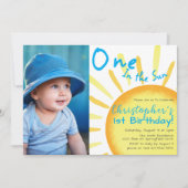 Een in de zon blauwe zomer eerste verjaardag kaart (Voorkant)