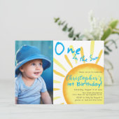 Een in de zon blauwe zomer eerste verjaardag kaart (Staand voorkant)
