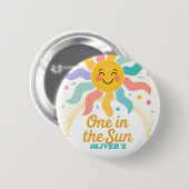 Eén in de zon feestartikel ronde button 5,7 cm (Voorkant /achterkant)