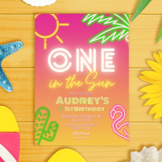 Een in de zon - Meisje 1e verjaardag Kaart