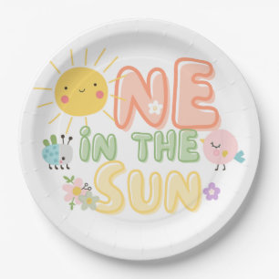 één in de zon papieren bordje