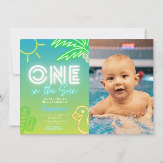 Een in de zon - Poolfeest Kaart (Voorkant)