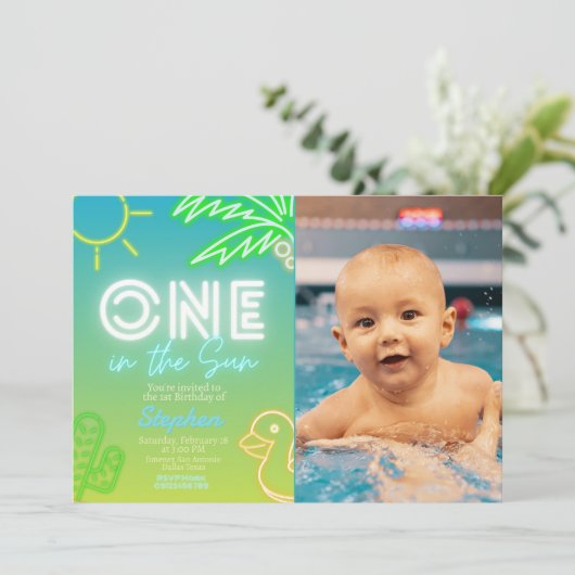 Een in de zon - Poolfeest Kaart (Staand voorkant)