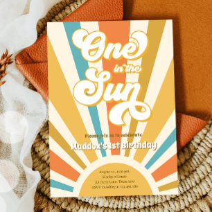 Eén in de zon Retro Boho Hippie Eerste Verjaardag  Kaart