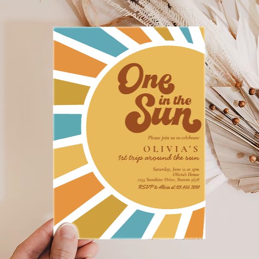 Eén in de zon | Retro Boho Sunshine 1e Verjaardag Kaart