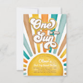 Een in de zon Retro Sunshine 1e Verjaardagsfeest Kaart (Voorkant)
