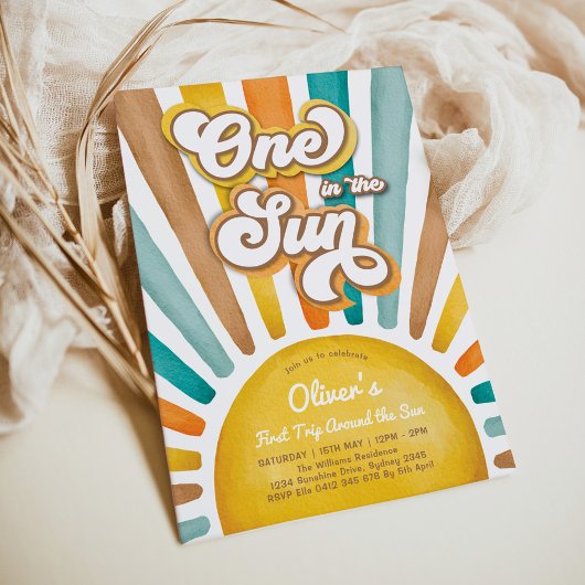 Een in de zon Retro Sunshine 1e Verjaardagsfeest Kaart