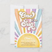 Een in de zon Retro Sunshine Meisje 1e Verjaardag Kaart (Voorkant)