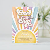 Een in de zon Retro Sunshine Meisje 1e Verjaardag Kaart (Staand voorkant)