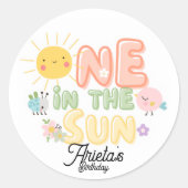 één in de zon  ronde sticker (Voorkant)